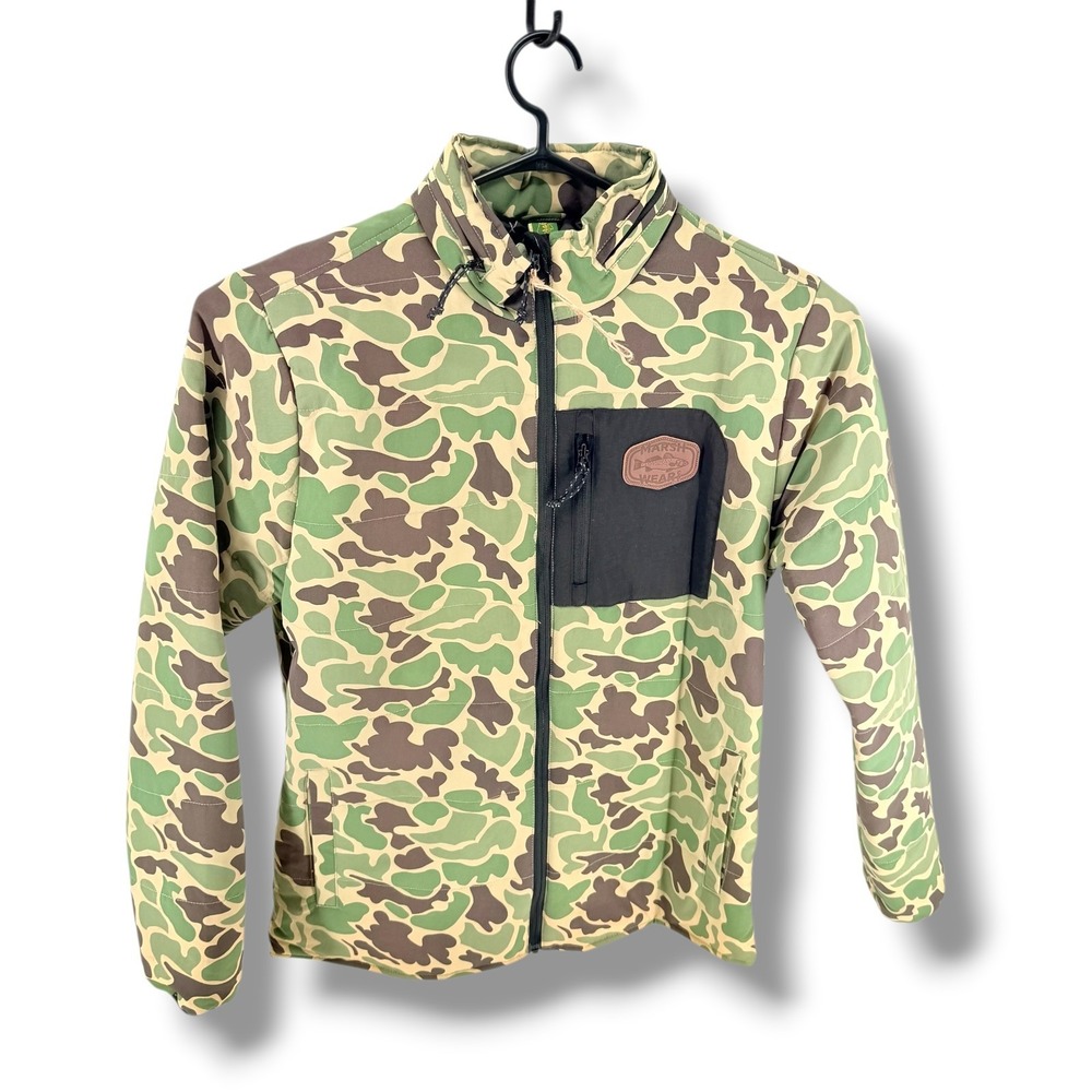 Marsh Wear Mens Duck Camo Jacket Green Brown Full Zip Fishing Coat L Outdoorsy - Picture 14 of 16
